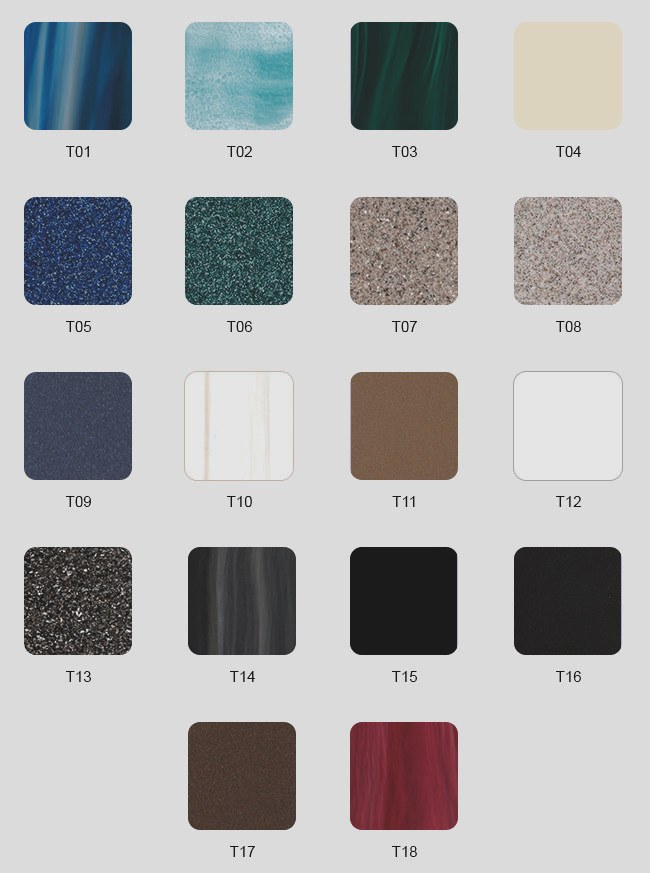 Доступные варианты цвета бассейна Sunrans Доступные варианты цвета бассейна Sunrans